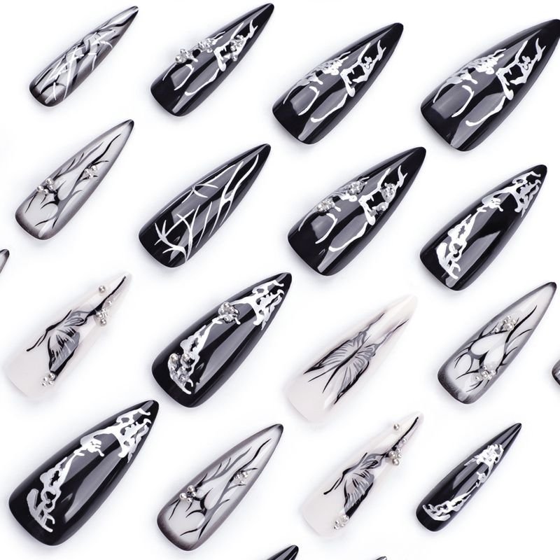 Dark Gothic Caring Butterfly Wearable Fake Nails