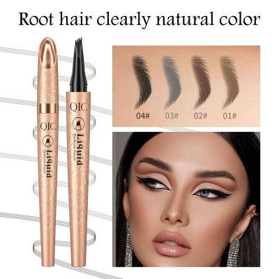 Qic Four-Fork Liquid Eyebrow Pen Lasting Natural Waterproof Sweat-Proof Makeup