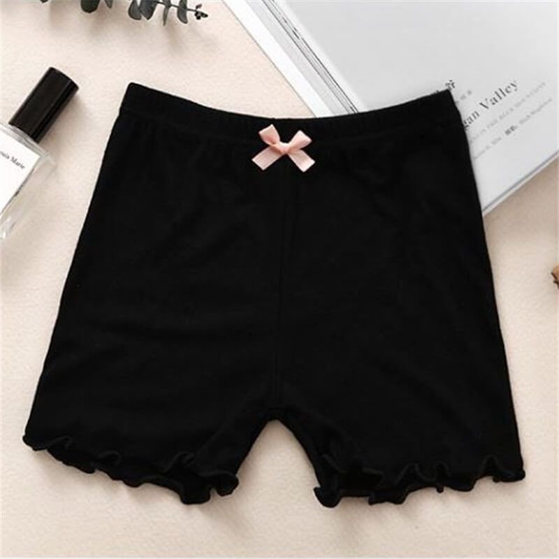 Girls Solid Color Bowknot Decorative Lace Leggings