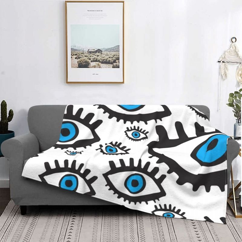 70X100cm Eyelash Knitted Blanket Cartoon Evil Eye Flannel Blanket