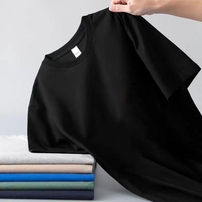 Men Basic Casual Solid Color Plus Size Loose Short Sleeve Round Neck T-Shirt